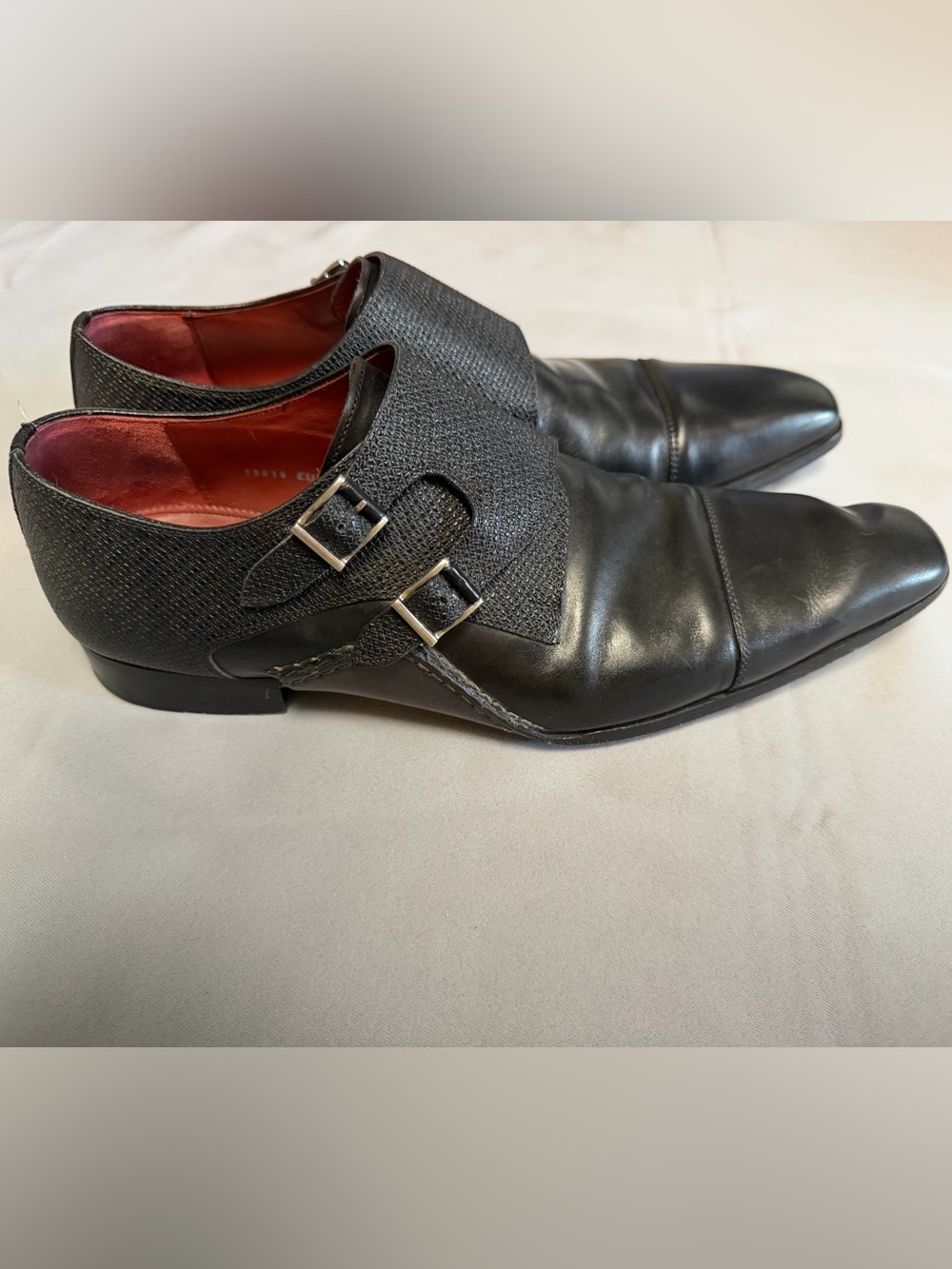 Magnanni Black Double Monk Strap Men's Dress Shoes